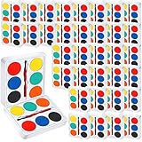 Outus 144 Pcs Watercolor Paint Set Bulk Mini Paint Set Washable Watercolor Palette with Painting Brushes for Art Party Supplies Prizes Stocking Stuffers, 3.3 x 2.6 Inch(6 Colors)