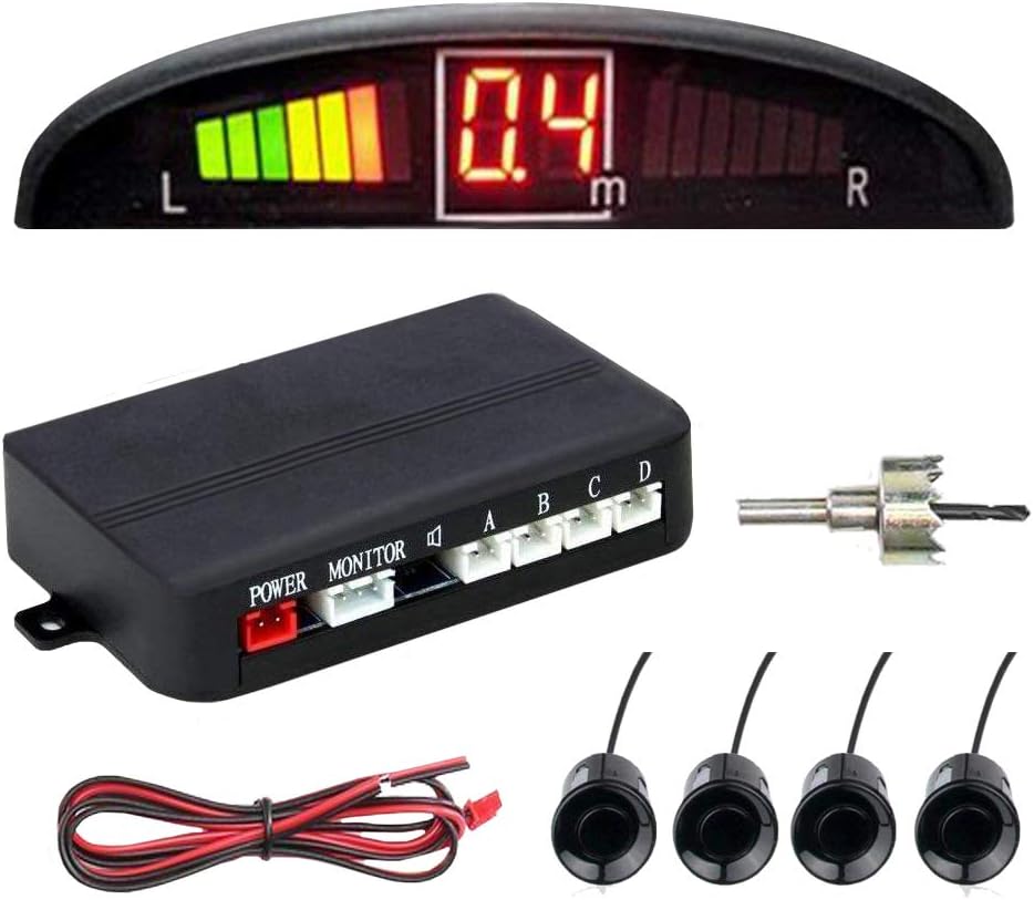 Zento Deals Reverse Backup Sensor – 4 Backup Sensor Kit Parking Reverse Parking Sensor Car Reverse Sensors Distance Detection with LED Distance Display Reverse Sensors for Cars Proximity Sensor