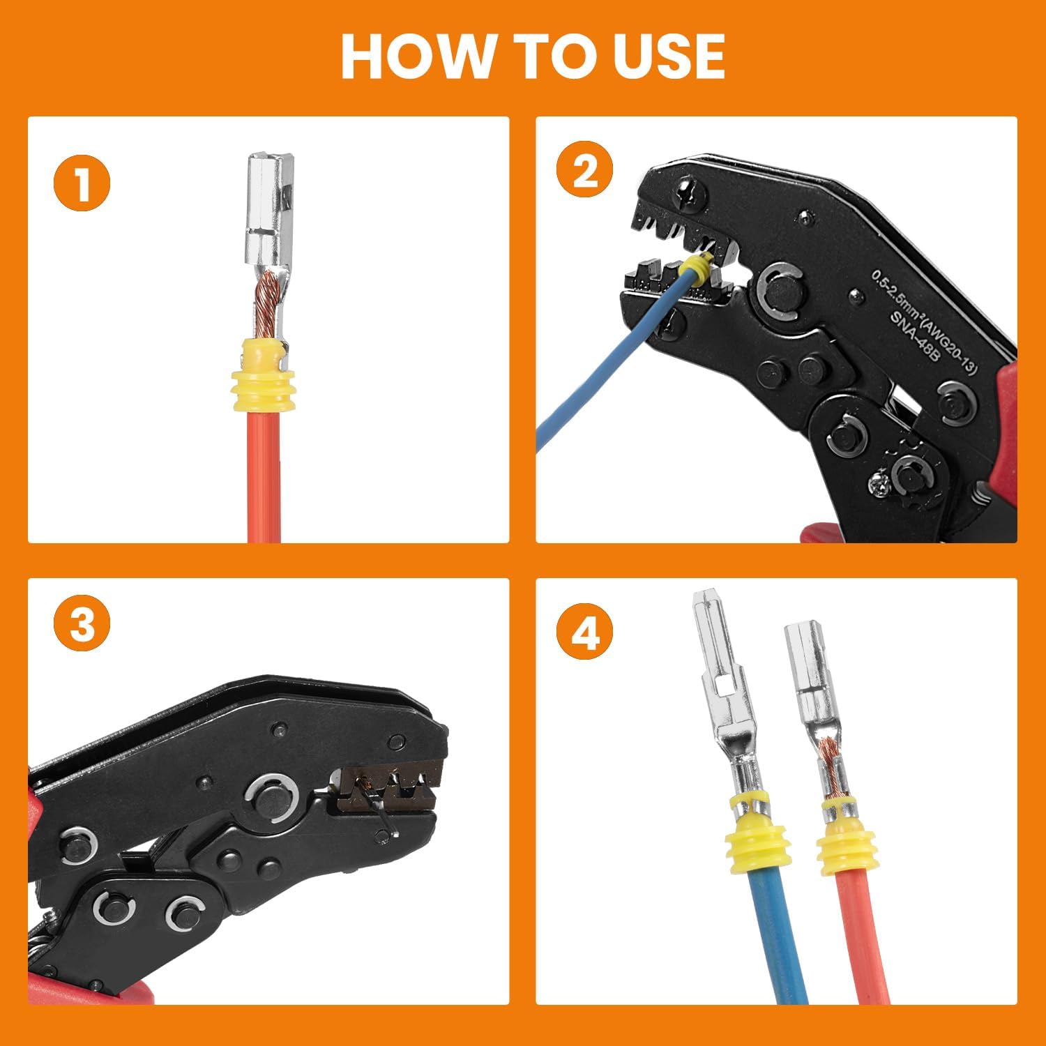 26 Types Automotive Wire Pin Connectors Kit, 1/1.5/1.8/2.2/2.3/2.8/3.5mm Non Insulated Terminal Pin Kit, Wiring Connectors Kit With Crimping Tool and Removal Tool
