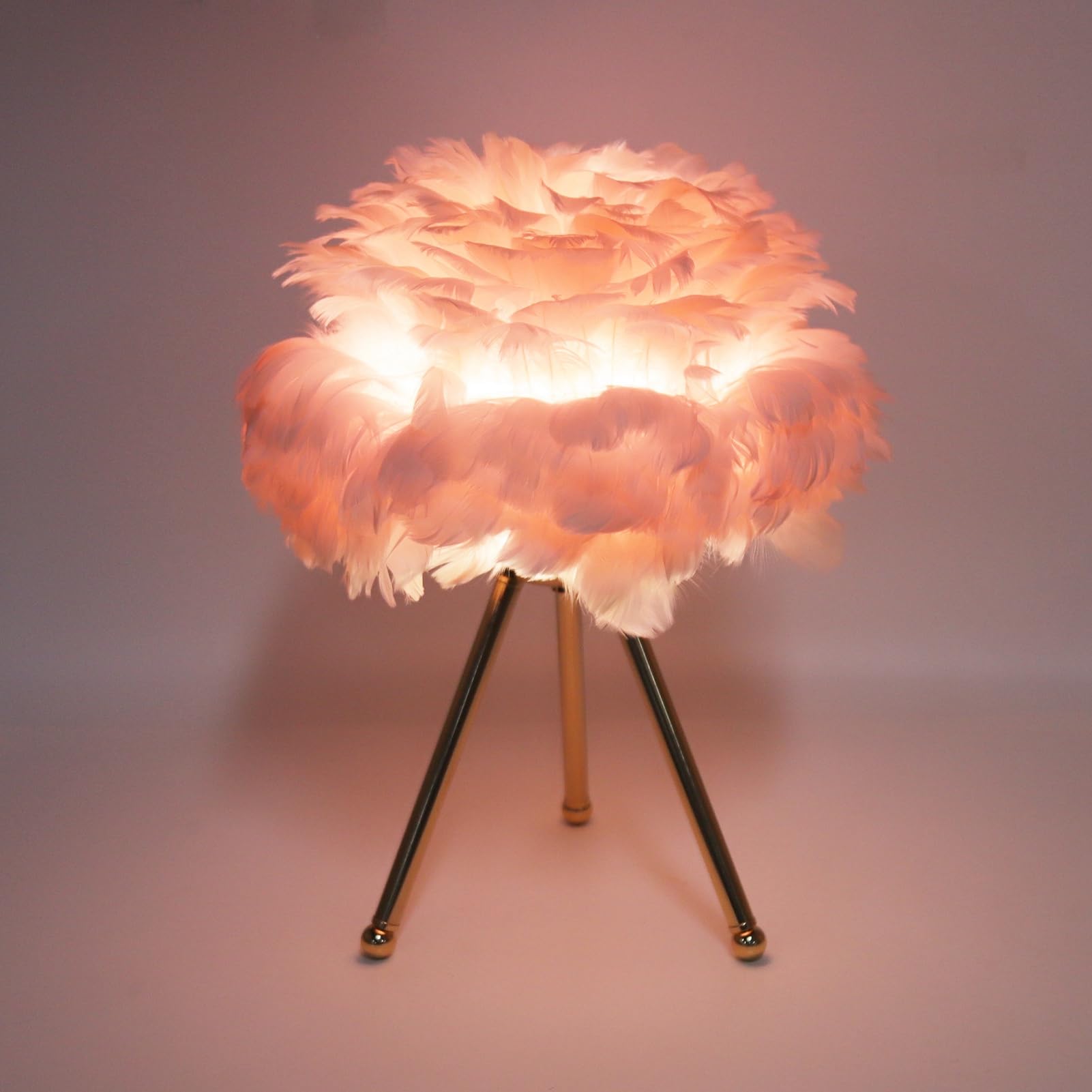 Cryfokt Feather Shade Desk Lamp Elegant Atmosphere Light for and Bedrooms