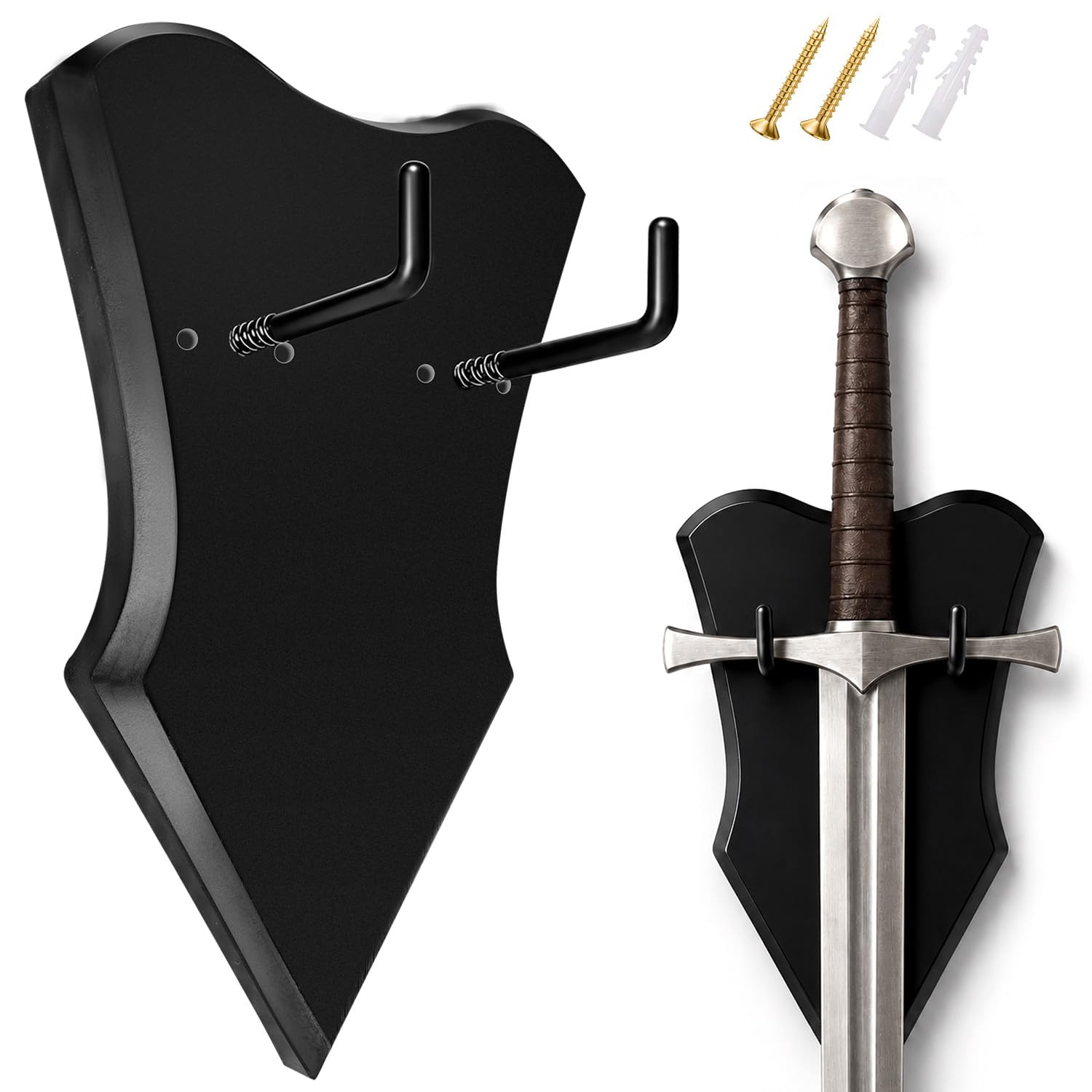 Supporto verticale da parete per spada medievale, in legno, per esporre spade e pugnali, per esporre armi da parete (1 pezzo medio)