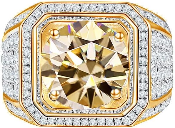 WAHZAUS 2カラット モアッサナイト結婚指輪 男性用 Dカラー VVS1 925スターリングシルバー メッキ 18Kゴールドモ