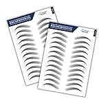 Bliss and Beyond USA Waterproof Eyebrow Tattoo Sticker - Long-Lasting, Natural looking Fake Eyebrow for Bald Spots, Alopecia, Chemo, Cancer gift. | Same Size tattoo | 2 Sheets (Dramatic Miami, Black)