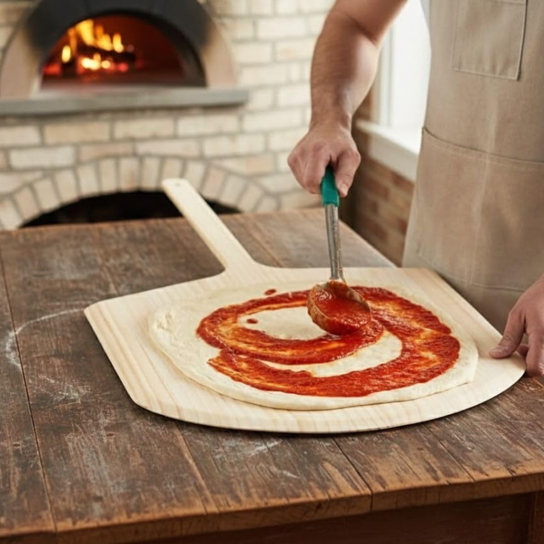 Soro Essentials- 20" x 21" Wooden Pizza Peel with 21” Handle- Pizza Turning Peel Pizza Turner with Long Handle Pizza Peel for Making Homemade Pizza for Indoor and Outdoor Oven Accessory for Baking