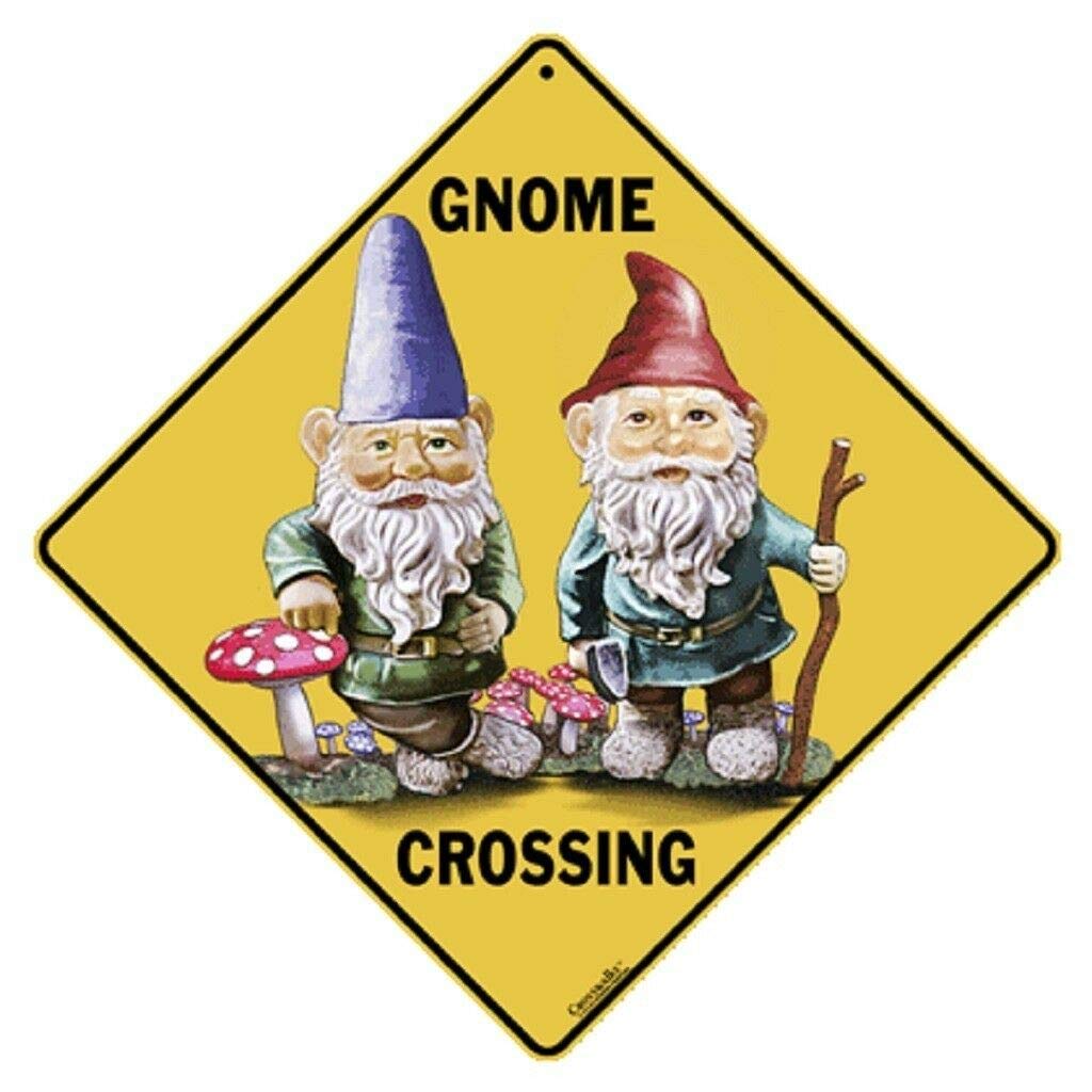 Bcts Square18 Gnome Crossing Sign Funny Metal Sign Crossing Traffic Novelty Square Sign 12X12 Inch