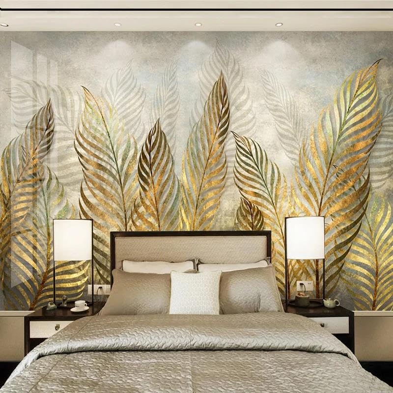 Papier peint mural 3D feuille pour transformer un mur blanc de salon facilement