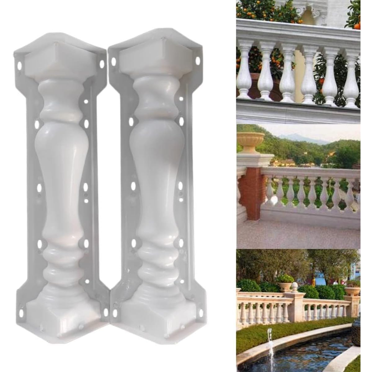 2Pcs Concrete Balustrade Mold for Pillars Balusters Molds Cement(Type 1)