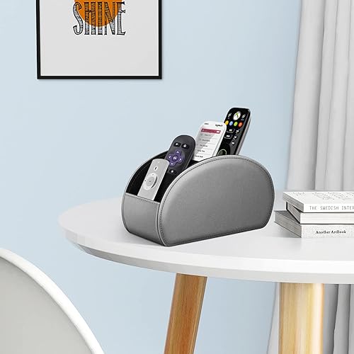 Vista 10 de Fintie - Soporte para control remoto, organizador de cuero vegetal para control remoto de televisor, organizador de escritorio, 5 compartimentos