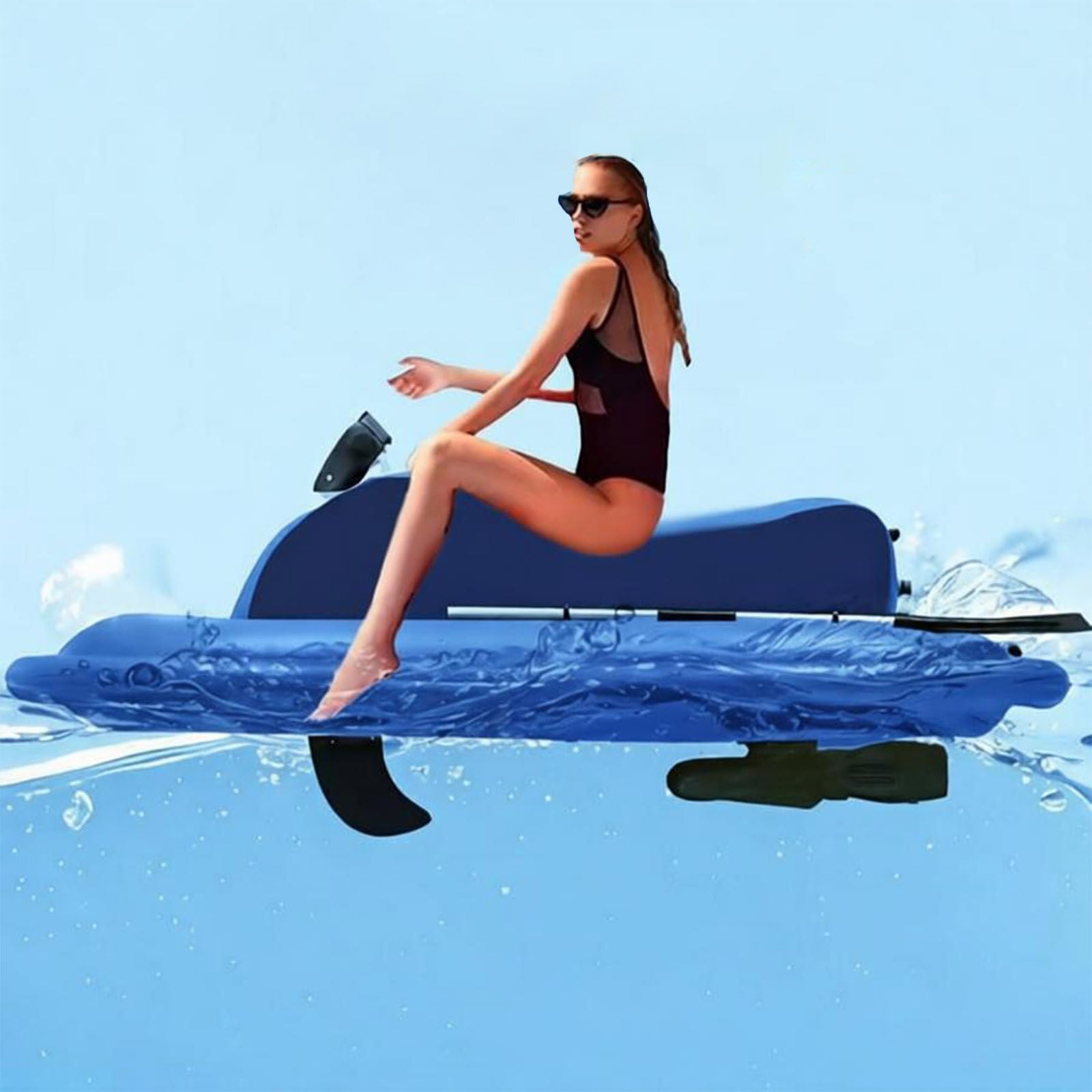 GIZMIT Inflatable Boat Jet Ski with Motor, 2-Person Electric Underwater Jet Boat - 3-9km/H Speed, 3.5h Quick Charge, 40m Depth Rating for Snorkeling, for Adults, Pool, Lake & Ocean Fun 700W16A