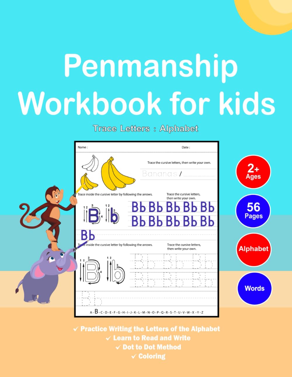 Penmanship Workbook For Kids: Pre k learning activities, Abc tracing books for kids, Summer bridge prek to k grade workbook, Learning cursive writing ... essentials, kindergarten learning. US Edition