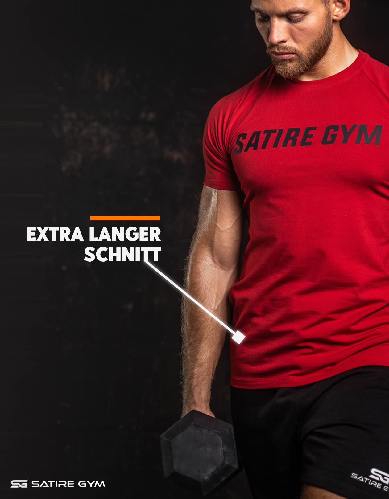 Satire Gym - Fitness Slim Fit T-shirt z bawełny, dopasowany i szybkoschnący strój sportowy dla mężczyzn – męska koszulka sportowa na siłownię i fitness