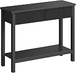 HOOBRO 39.4'' Console Table, Narrow Entryway Table with Fluted Drawers, Sofa Side Table, Display Stand, Behind Couch Table, for Hallway, Entryway, Living Room, Black BK89XG01N1