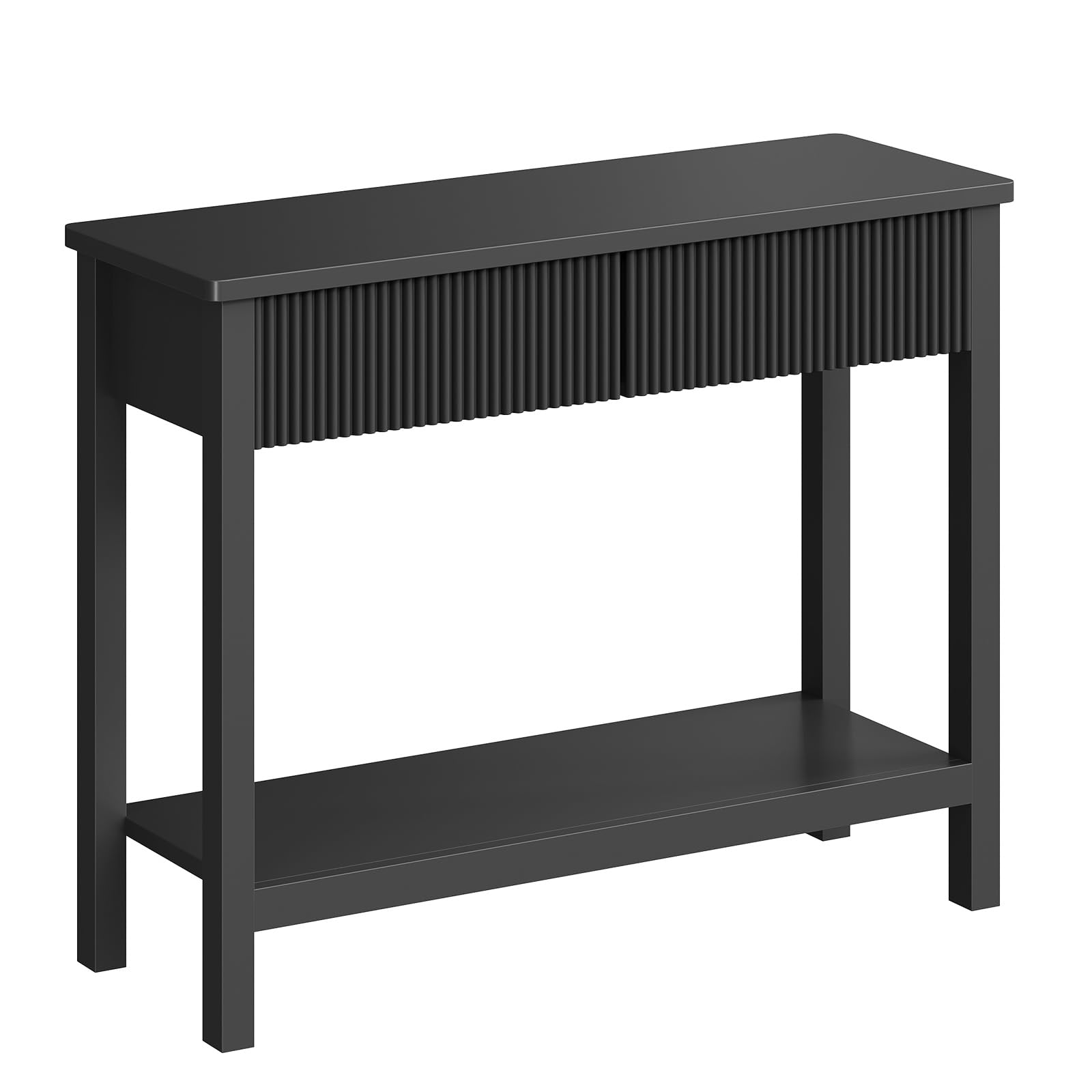 HOOBRO 100 cm Konsolentisch, schmaler Flurtisch mit Wellenplatten-Schublade, Sofatisch, Eingangstisch, Beistelltisch für Flur, Diele, Wohnzimmer, Schwarz EBK89XG01N1