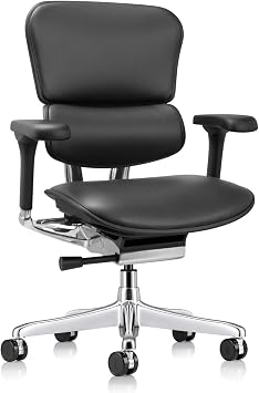 Ergohuman Eurotech LE10ERGLO Executive Mid Back Leather Swivel Office Chair, Tilt Tension Control, Tilt Lock, Back Angle, Back Height, Synchro Tilt, Seat Height, Seat Depth, Arm Height Adjustments