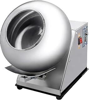 Chocolate Panning Machine - Small Commercial Sugar Coating Machine with Adjustable Rotation Speed - Candy Nut Coater for Food & Pharmaceutical Industries
