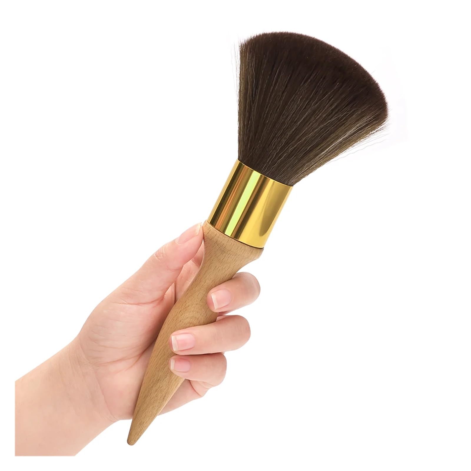 Salón De Peluquería Profesional Antiestático Herramienta De Estilismo Cepillo Suave Cuello Cara Eliminación De Polvo Cepillo De Limpieza Mango De Madera(F)