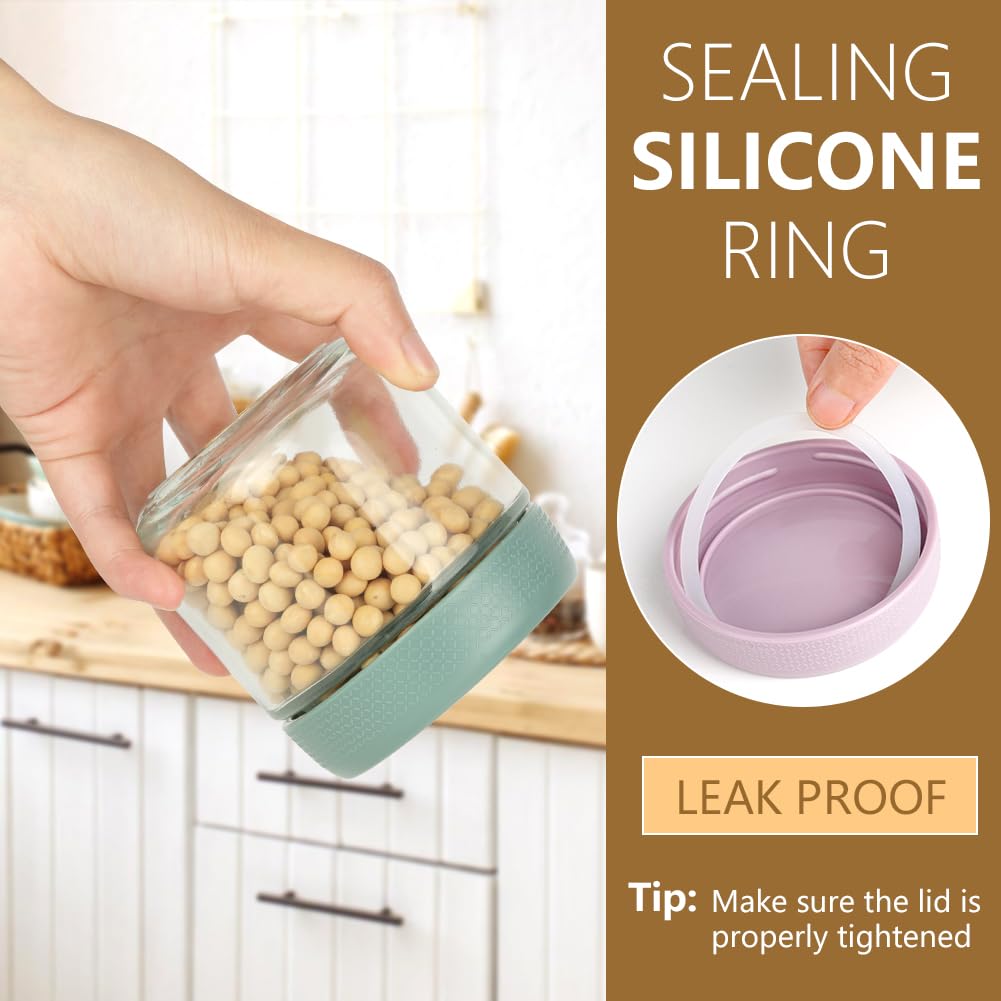 Aolso Contenitori Alimentari, 4 Pezzi Vasetti Ermetici Conservazione Pappe, Multicolore, Vetro Contenitore 300ml, Contenitori Pappa Neonati Per Lavastoviglie Freezer E Microonde