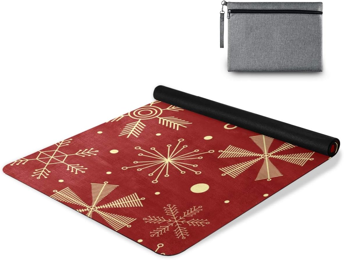 ヨガラグ 1ｍｍ ヨガタオル 滑り止め ヨガマットタオル ヨガマットカバー 洗濯可能 ホットヨガ 人気 収納ポケット付き おしゃれ 持ち運び 折り畳み 雪の結晶 緑 グリーン 雪花 レディース メンズ Fismes Permis Fr