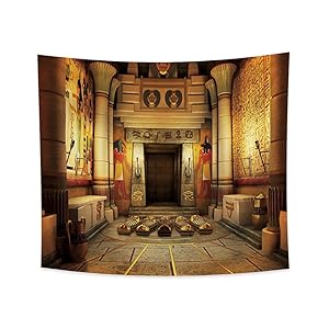 Haoyiyi 180x160cm Antiguo Egipcio TapicereEsfinge Anime Patrones étnicos Escena de interiorMitología Colgantes Vintage Art Abstracto tapiz pared motivos simétricos dormitorio decoración