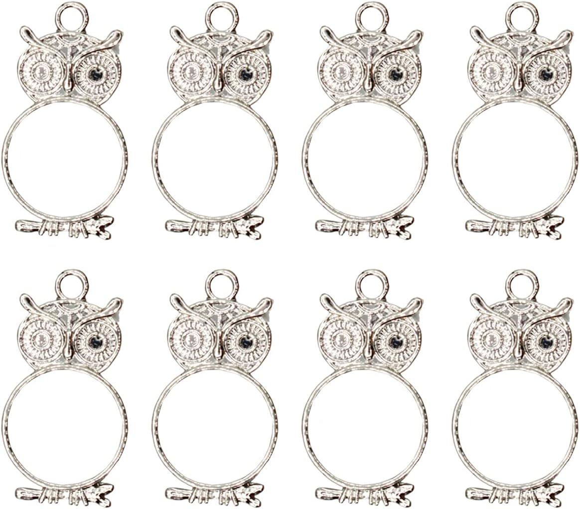 NA 20 Pcs Frame Pendant Bezel Charms Pendant Alloy Owl Open Back Bezel Pendants Flower Frame Pendant DIY Crafts for DIY Resin Jewelry Making