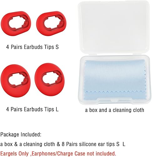 Miniatura 7 de WKYMY Puntas de silicona para los oídos, adaptador de puntas de ala compatibles con Samsung Galaxy Buds Live, color rojo (8 pares)