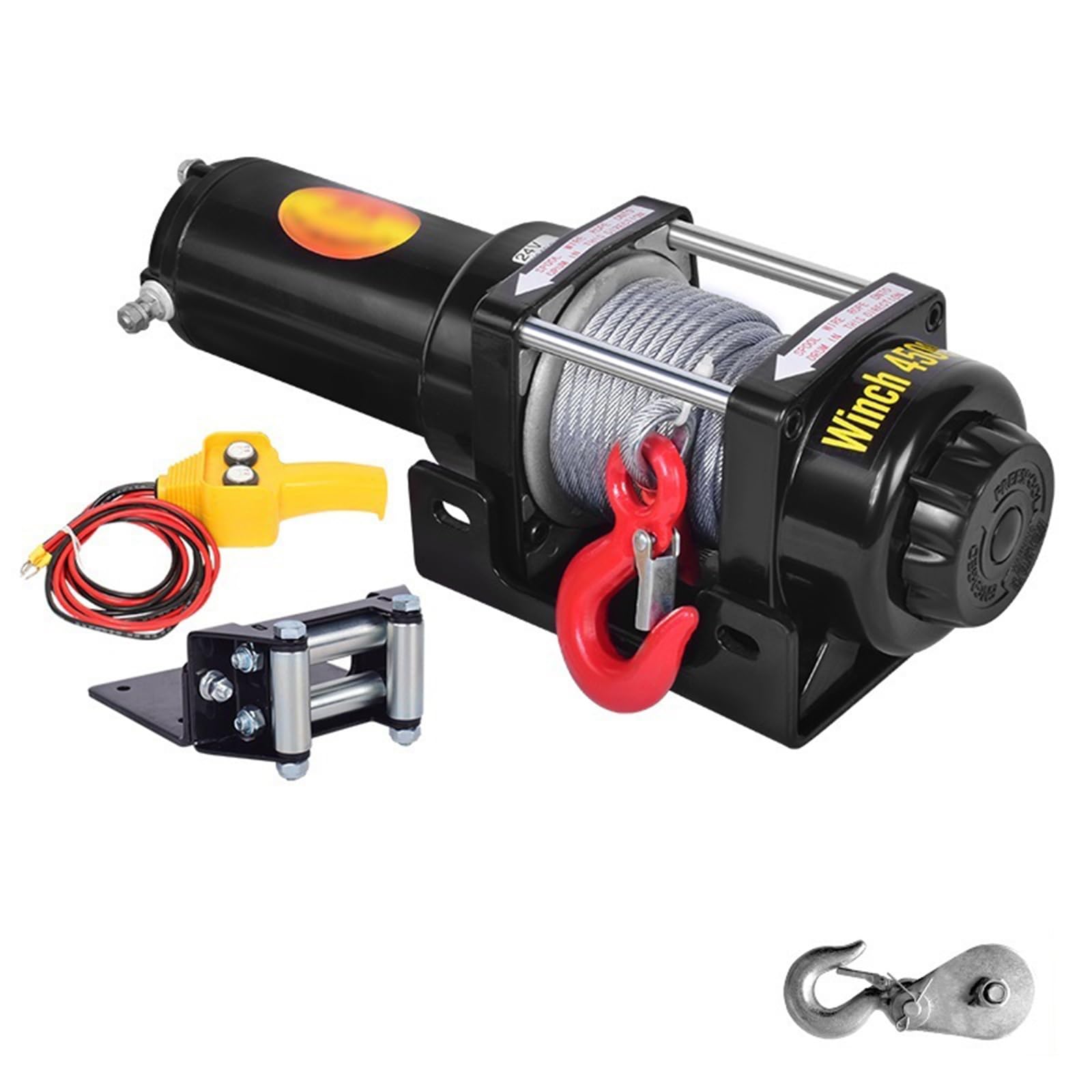 Portable Small Electric Hoist, Electric Vehicle-Mounted Crane Winch, Off-Road Vehicle Self-Rescue Winch (4500 Lbs Handle Switch)