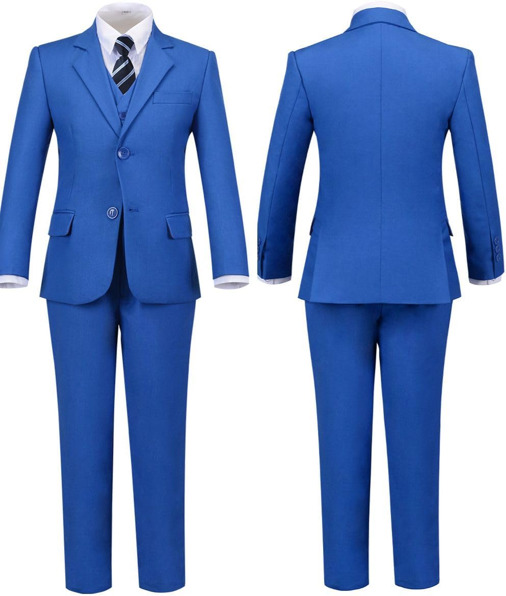Boys' Formal Suit Set Adjustable Waist Suits for Boy Toddler Wedding Ring Bearer Dress Clothes