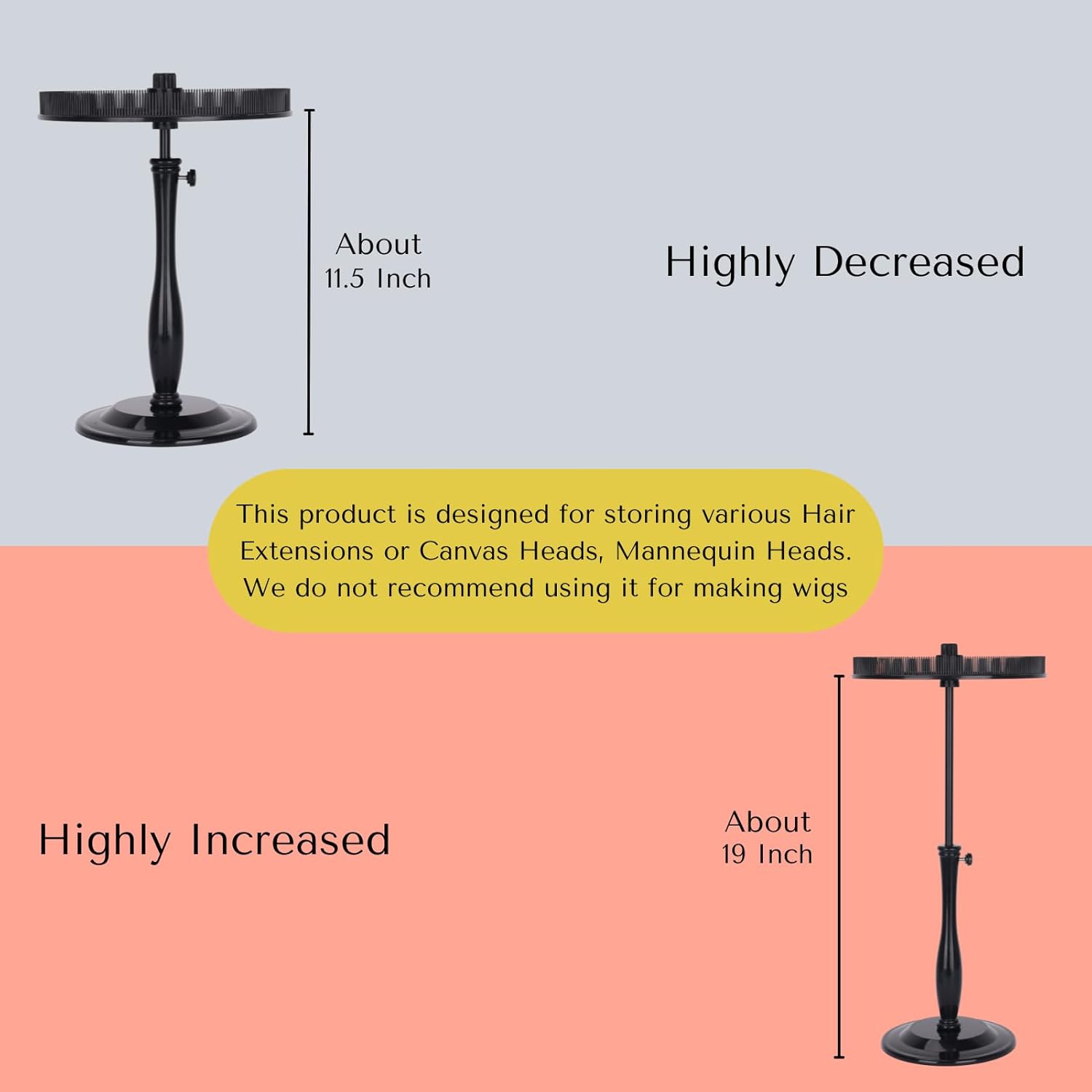 Hair Extensions Stand - Storage and Ensuring Your Hair Stable. Applied to Clip Hair Extensions, Colors Hair Tinsel, Bangs, etc. Multifunctional Extension Stand is Suitable for Family and Travel (Black)
