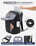 Sac à dos pour ordinateur portable pour hommes, 17.3 Sac à dos d'affaires antivol de pouce avec USB Port de recharge, sac à dos d'ordinateur imperméable Vol approuvé Carry On Travel Backpack for Work College 30L, noir