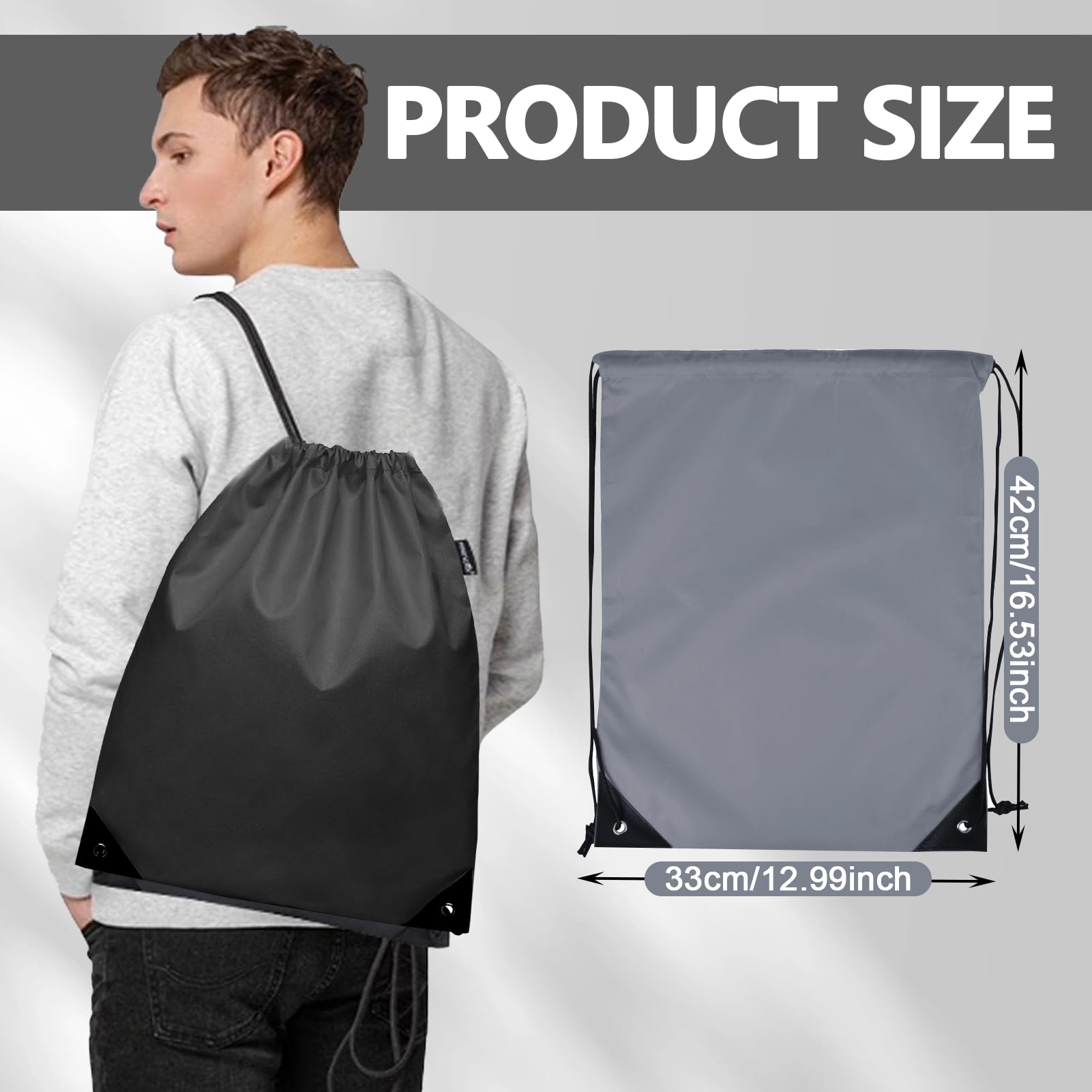 YONEEKSS 2 Pack Drawstring Bags, PE Bags Drawstring Gym Bag for Kids Adults String Swimming Bag Trainer Bag - Image 2