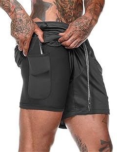 Mens 2 in 1 New Summer Sport Shorts Black