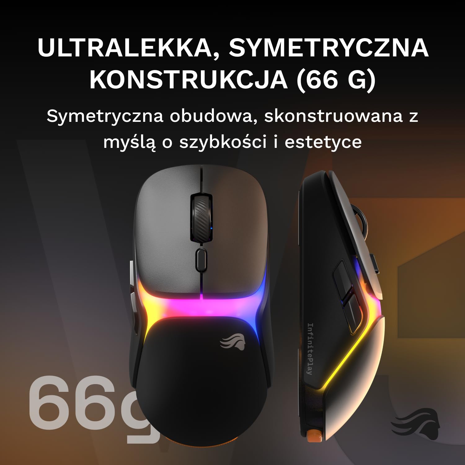 GLORIOUS Gaming – bezprzewodowa mysz gamingowa Model O3 – Wymienne baterie InfinitePlay, raportowanie 8k, przełączniki optyczne na 130M kliknięć, ultralekka: 66 g, Sensor optyczny 30k DPI, RGB – czerń
