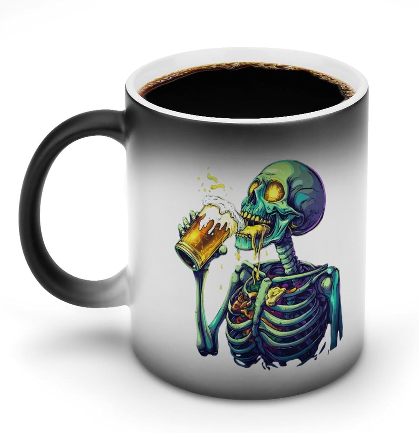 Skeleton Drinking Beer Funny Color Changing Coffee Mug Ceramic Magic Cup Personalized Discoloration Tea Mugs