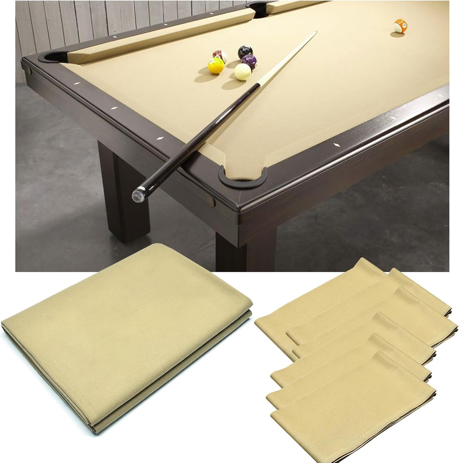 Ssddlzeq Khaki Billiard Table Accessories Snooker Table Cloths Suitable For Replacing Cloth On Snooker Tables In Homes, Clubs And Pubs(Khaki)