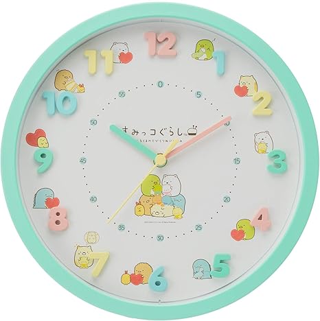 Amazon Co Jp すみっコぐらし 掛け時計 グリーン しろくまのてづくりぬいぐるみ 連続秒針 ホーム キッチン
