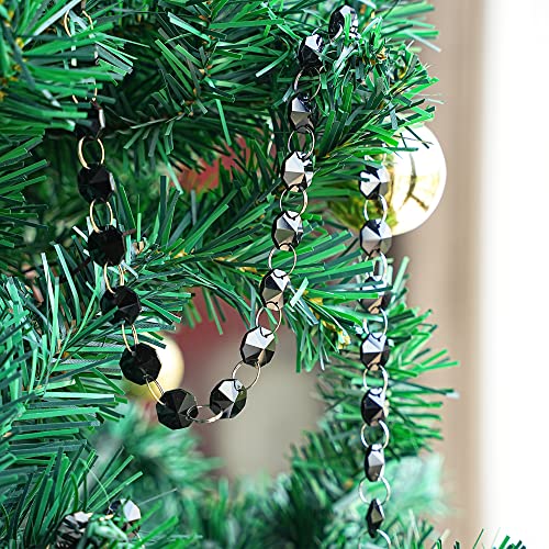 H&D 6Ft Glass Crystal 14Mm Octagon Beads Chain Chandelier Prisms Hanging Wedding Garland Christmas Decor (Black) #TOP4