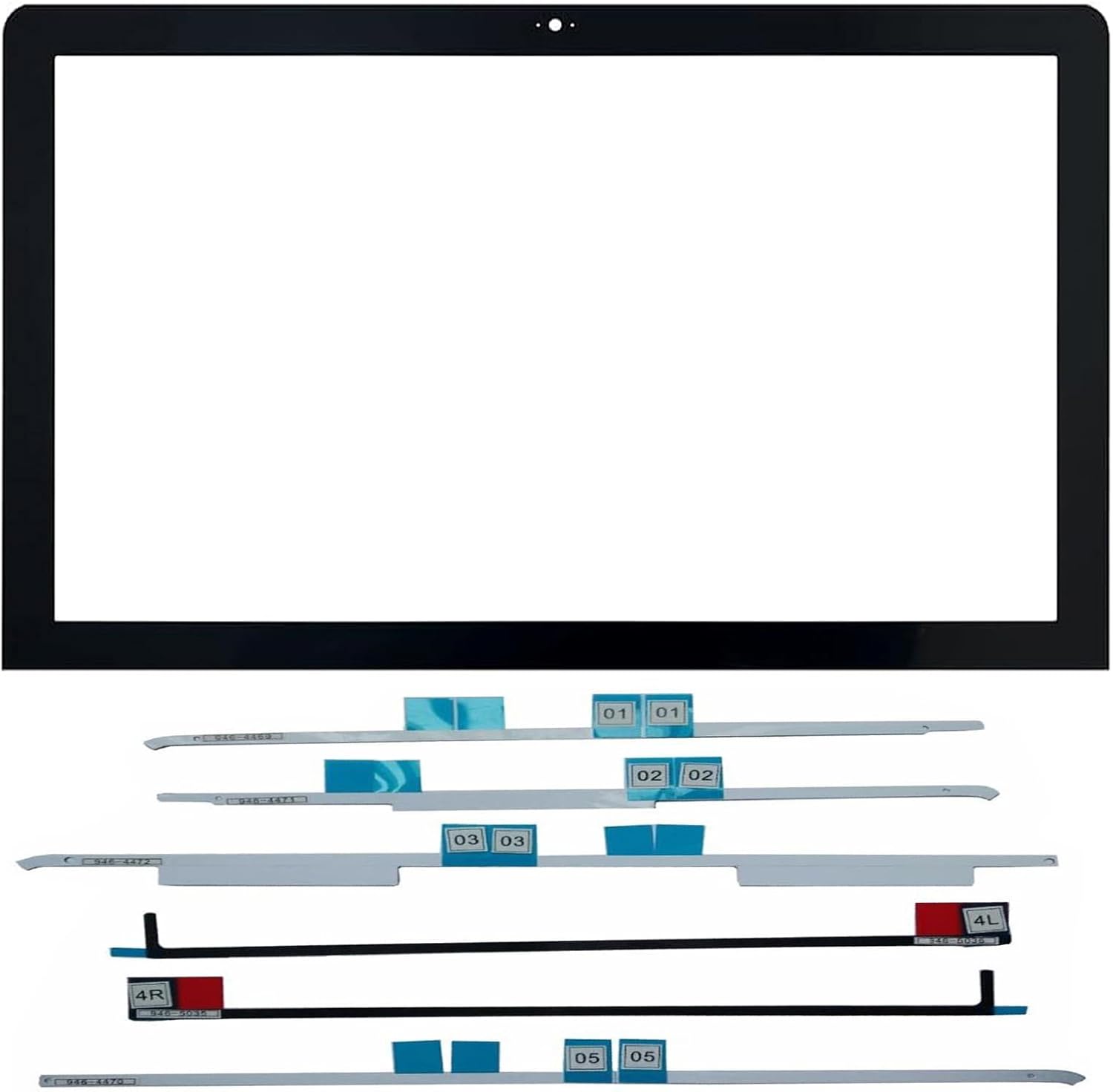 New A1418 A2116 LCD Display Front Glass Panel Cover with LCD Panel Adhesive Strip Kit Replacement for iMac 21.5" A1418 (2012-2017) A2116 (2019) Glass Front Protective Glass