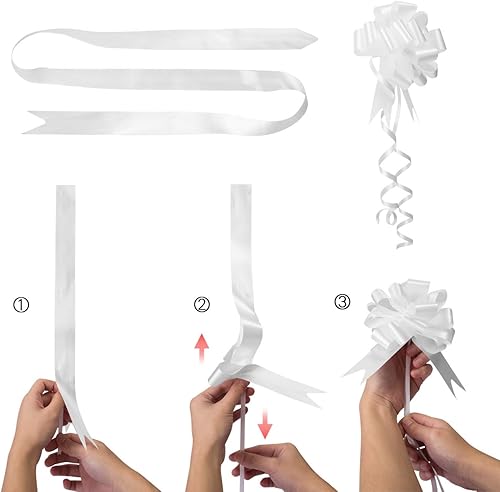Miniatura 3 de GWHOLE 60 lazos de cinta blanca de 5 pulgadas para envolturas de regalo, decoración de boda