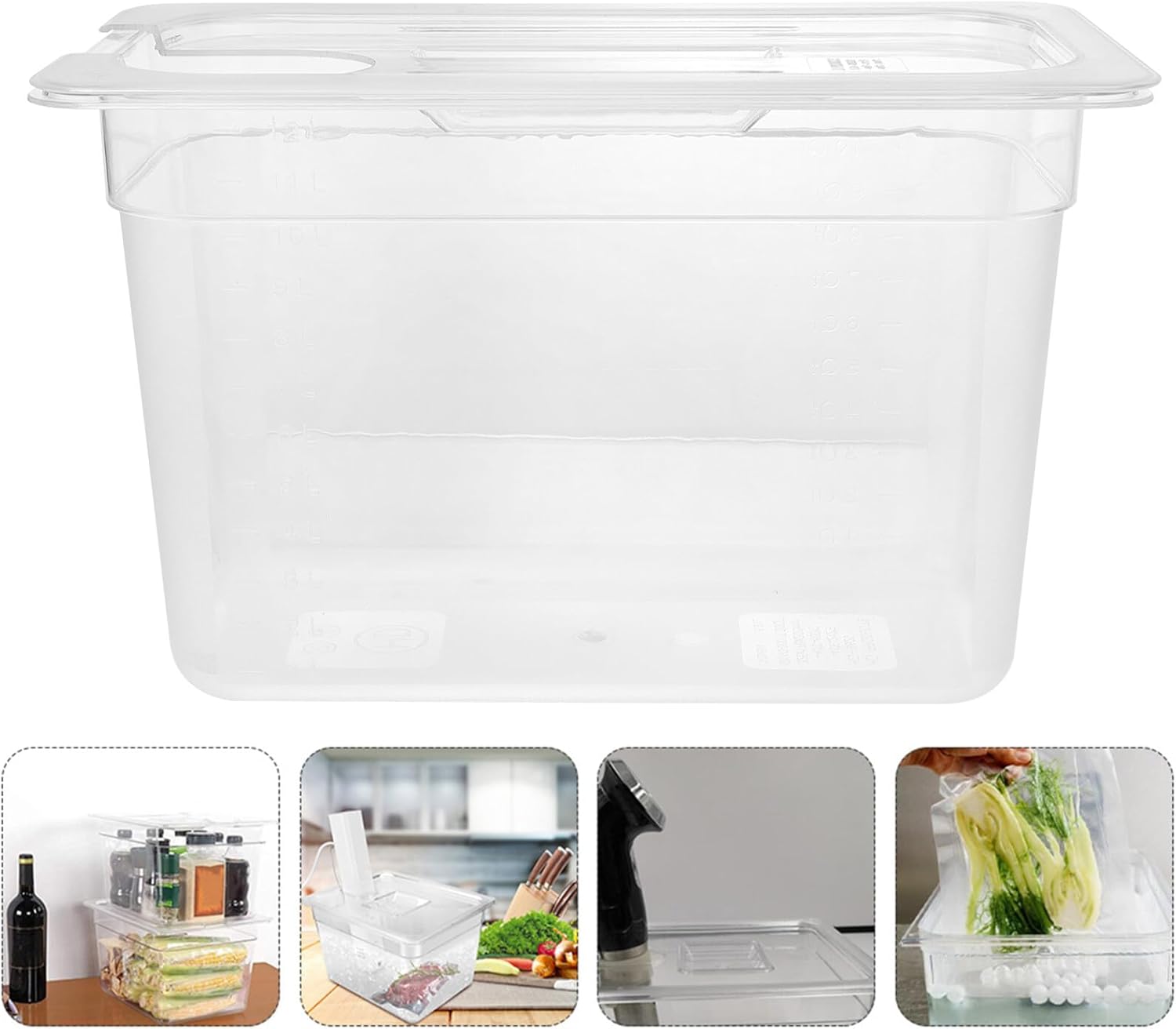 BESTonZON Sous Vide Container with Lid 6L Sous Vide Pot Slow Cooker Box Food Storage Container Sous Vide Accessories for Home Kitchen