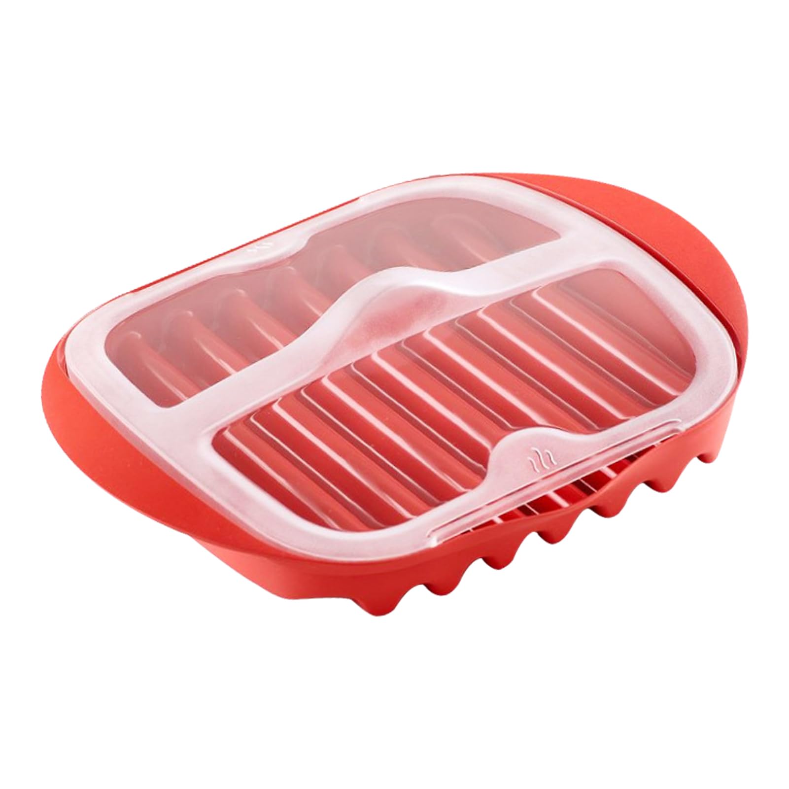 Microwave Bacon Tray with Splatter Lid, Kitchen Gadget, Microwave Bacon Cooker with Cover, Make It Crispy in Minutes with Single Tray Cooking(Red)