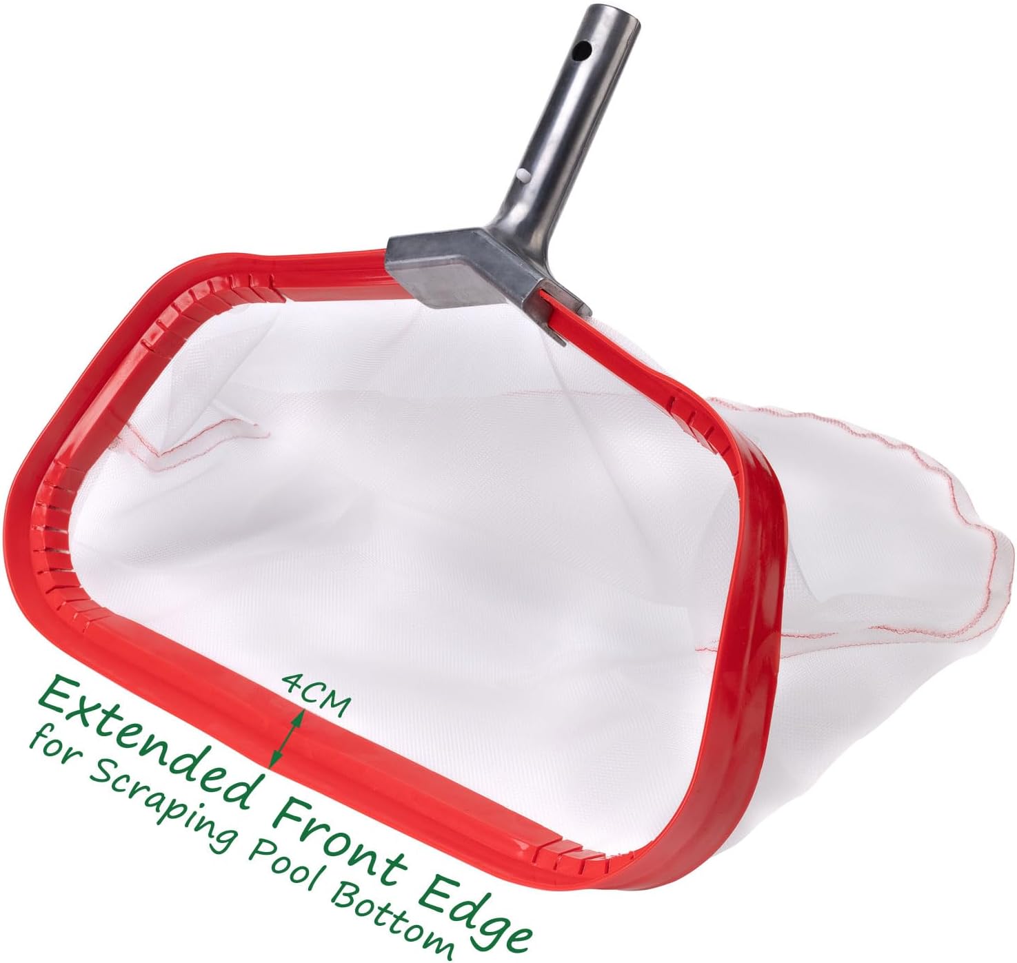 Professional Swimming Pool Skimmer, Heavy Duty Leaf Rake with Aluminum Frame, Anti-Rip Nylon Net Bag for Cleaning Twigs Wet Leaves