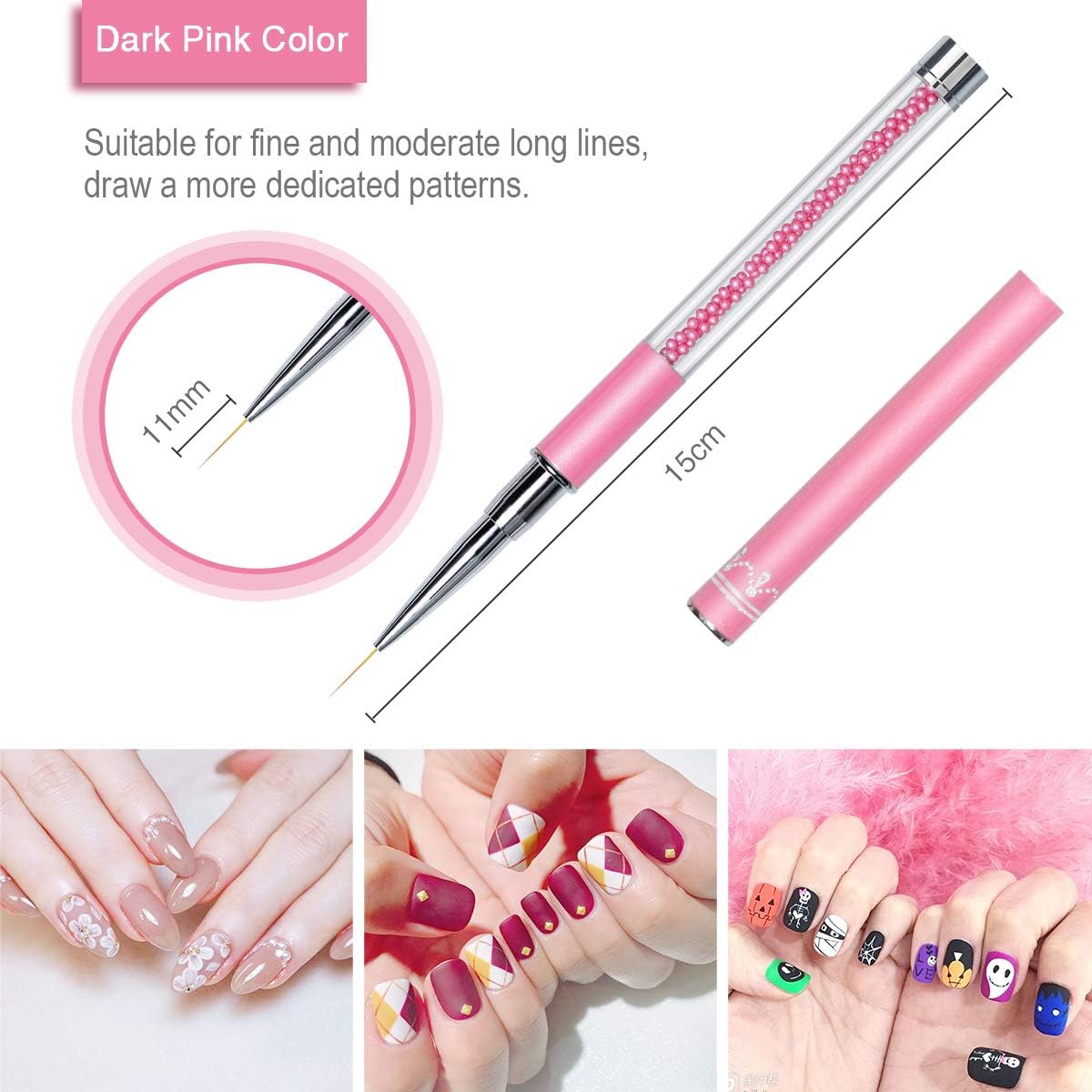 Ahier 4PCS Nail Art Liner Brushes, UV Gel Painting Nail Design Brush Pen, Nail Dotting Painting Drawing Pen 5/9/11/20mm : Beauty & Personal Care