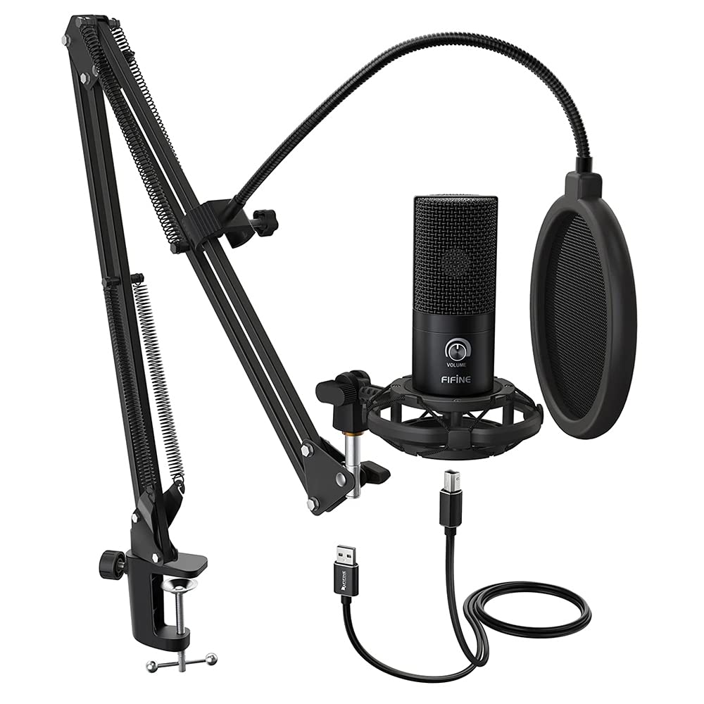 Fifine Technology USB Condenser Broadcast/Podcast Microphone w/Filter/Desk Stand