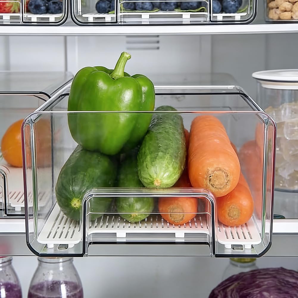 Organizzatore per frigorifero – Cassetto portaoggetti per alimenti – 1 organizer impilabile per frigorifero – trasparente per riporre e organizzare la cucina