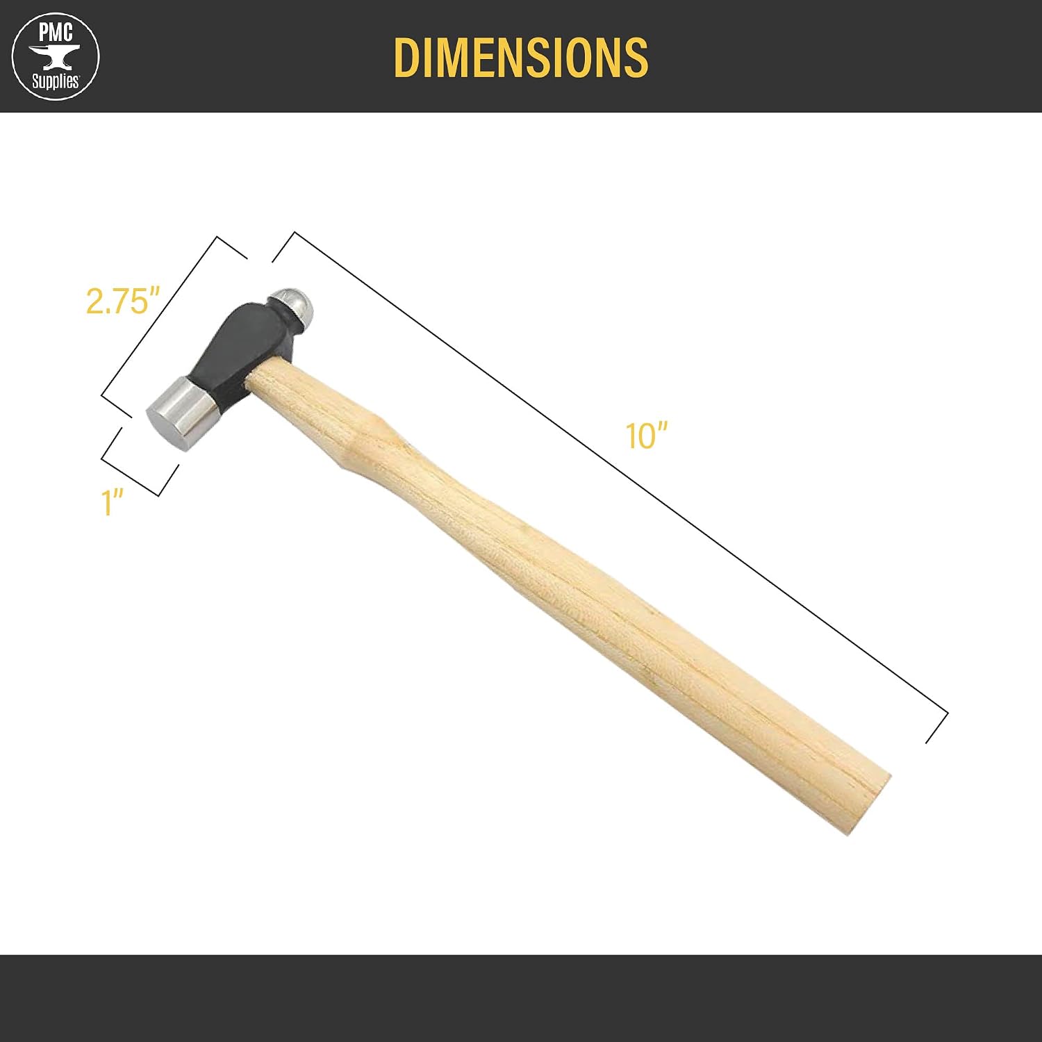 10" 6 Oz Ball Peen Ballpein Hammer Jewelry Making Metal Forming Non-Marring Shaping Tool
