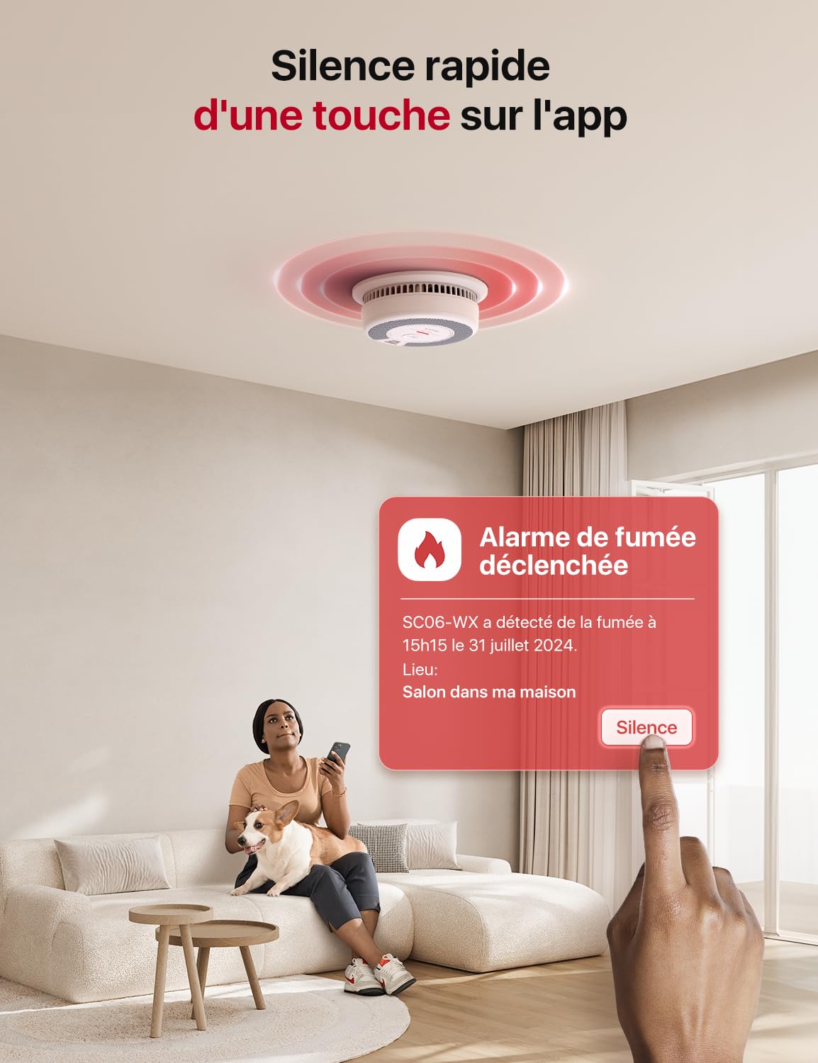 X-Sense Wi-FI Détecteur de Fumée et de Monoxyde de Carbone Connecté avec Pile remplaçable, Détecteur Combiné Intelligent Compatible avec l’Application X-Sense Home Security, SC06-WX, Lot de 1