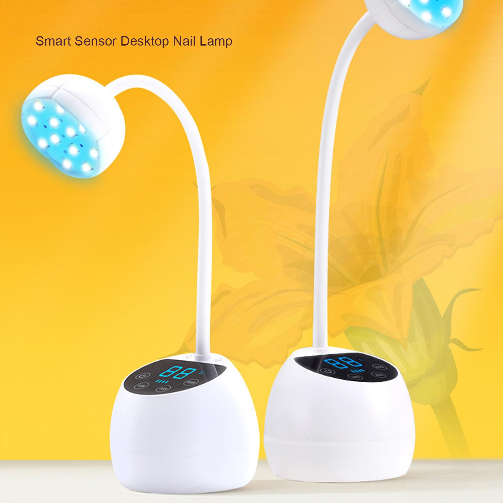 Lámpara de Uñas LED, Luz UV Recargable USB Inalámbrica de 36 W con Sensor Infrarrojo Inteligente y Cuello de Cisne Ajustable, 3 Configuraciones de (Galvanizado blanco con sensor