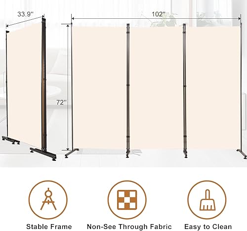 Miniatura 6 de Divisor de habitación de 6 pies de pantallas plegables de privacidad, 3 paneles divisores de habitación con diseño independiente, divisor de pared