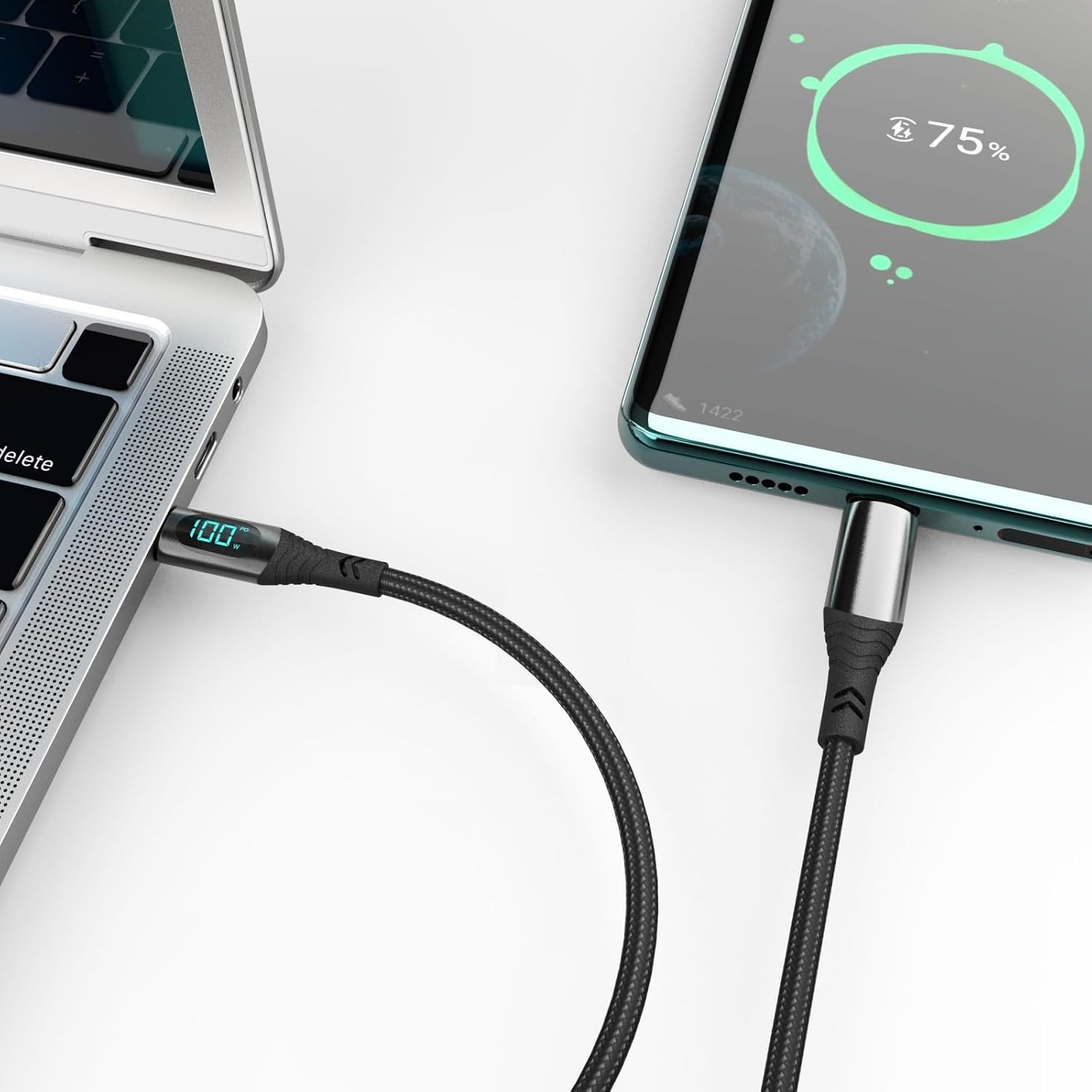 QMQJIA 100W USB C Charging Cable with Digital Display Quick Charging for Phone 15 Tablets Laptops Widely Used Wire image 2