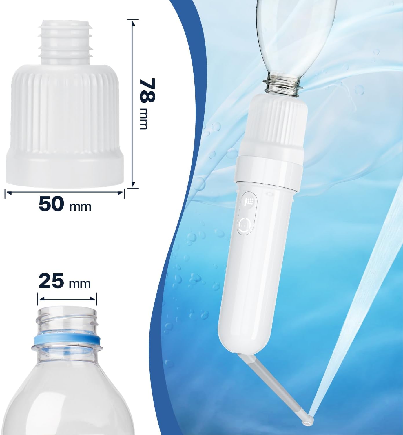 Portable Bidet for Travel Electric Bidet with USB-C Rechargeable Handheld Water Sprayer for Personal Hygiene and Postpartum Care with Universal Bottle Adapter (White)